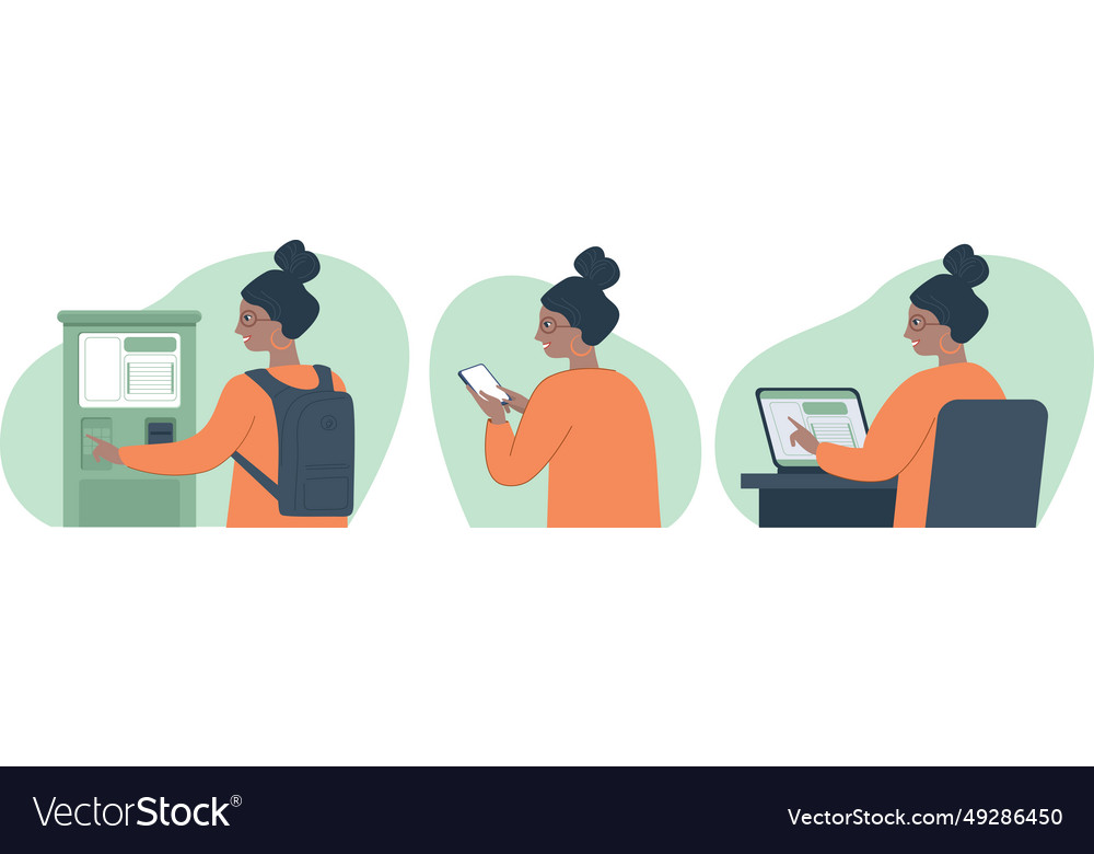 Girl using smart devices for self service