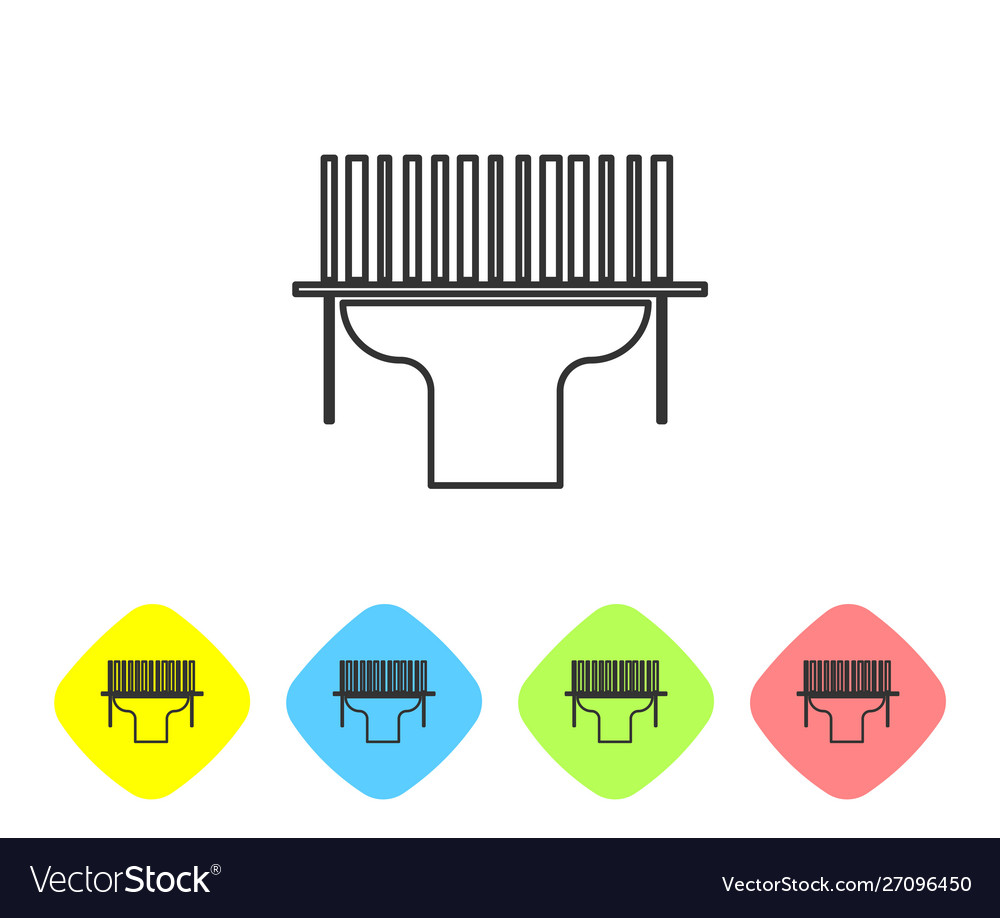 Grey line scanner scanning bar code icon on white Vector Image Grey line scanner scanning bar code icon on white