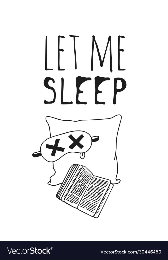 Hand drawn objects about sleep routines and text vector image Hand drawn objects about sleep routines and text