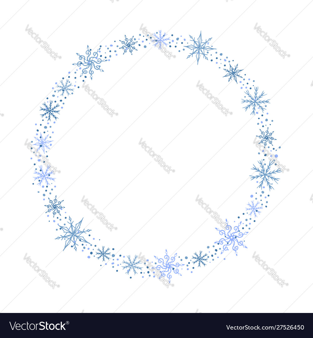 Hand drawn snowflakes wreath vector image Hand drawn snowflakes wreath