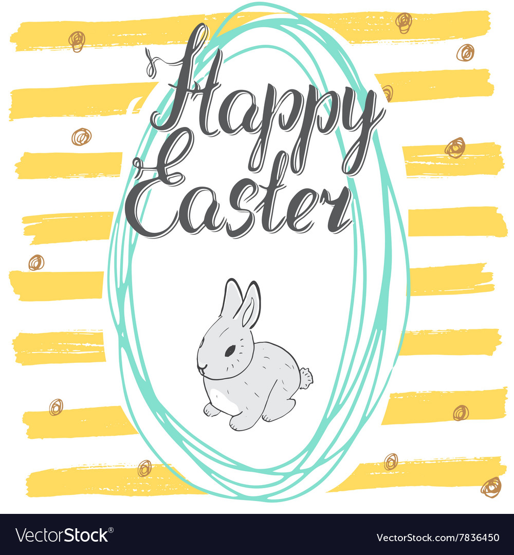 Happy easter hand drawn greeting card Royalty Free Vector