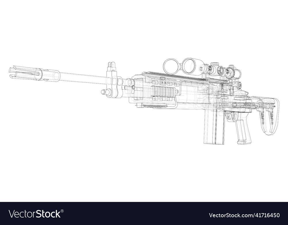 Machine gun rendering of 3d Royalty Free Vector Image