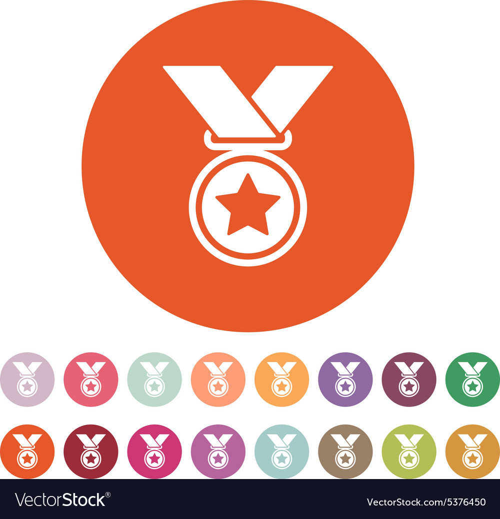 Medal icon prize symbol flat