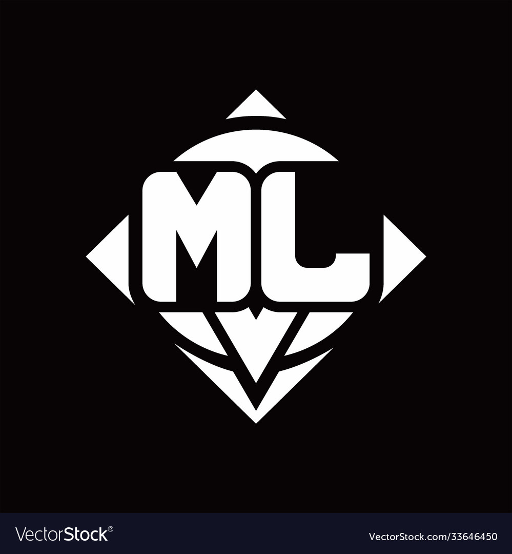 Ml logo monogram with circle shape and square