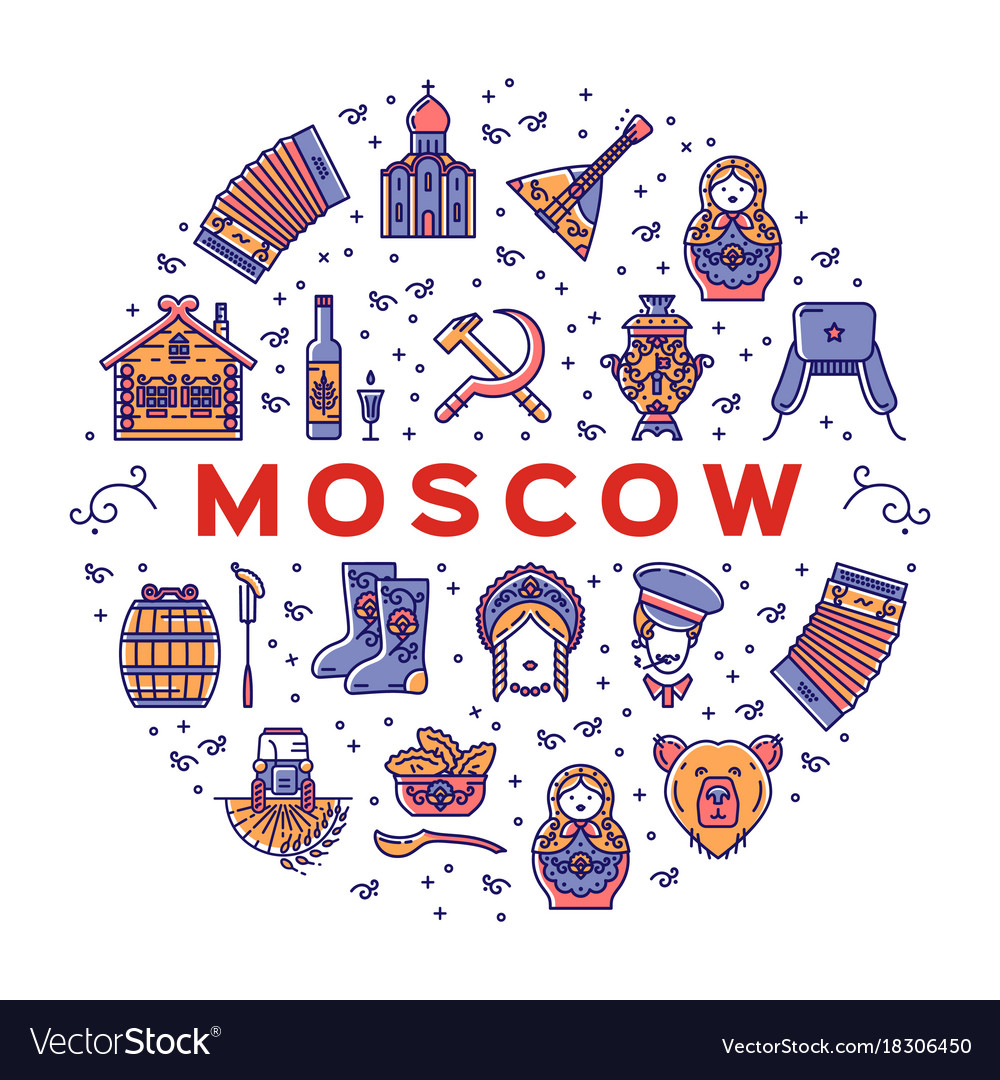 Moscow Russian Icons Flag Royalty Free Vector Image Moscow Russian Icons Flag Royalty Free Vector Image