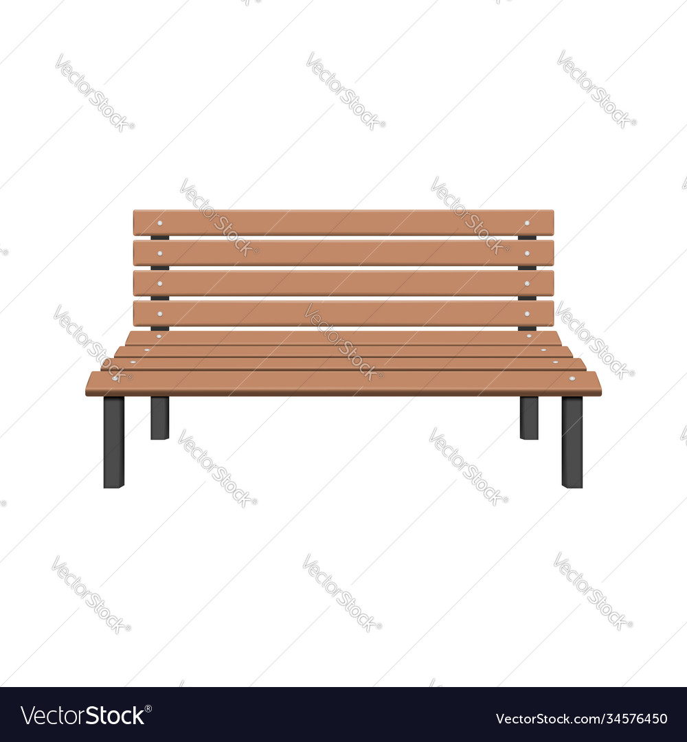 Park wooden bench isolated on white background