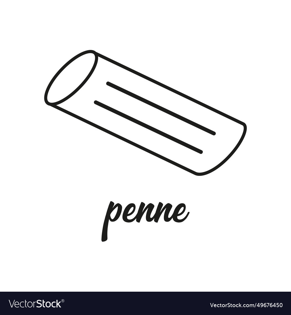 Pasta penne line icon isolated on white