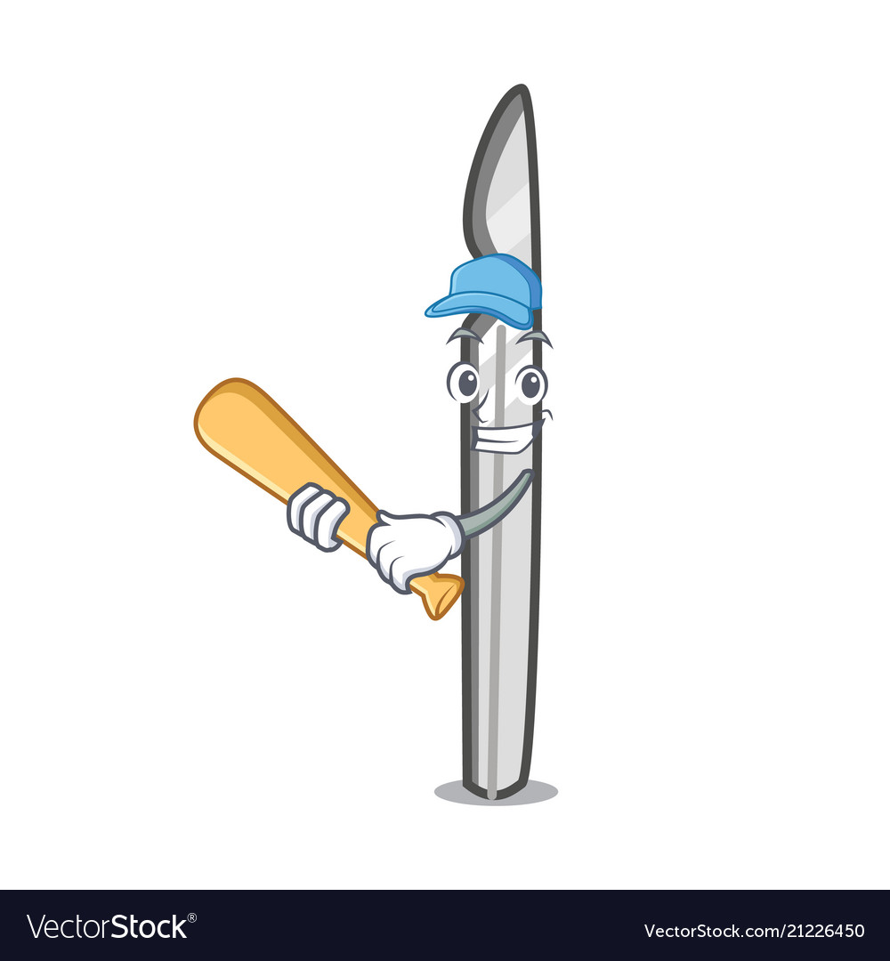 Playing baseball scalpel character cartoon style