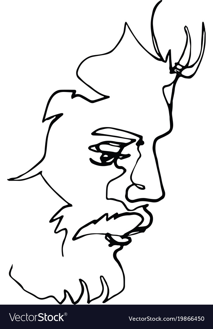 Portrait of a man with beard continuous line