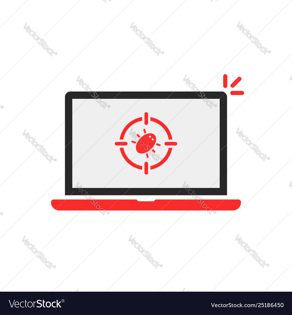 Red computer like bug infected vector image Red computer like bug infected