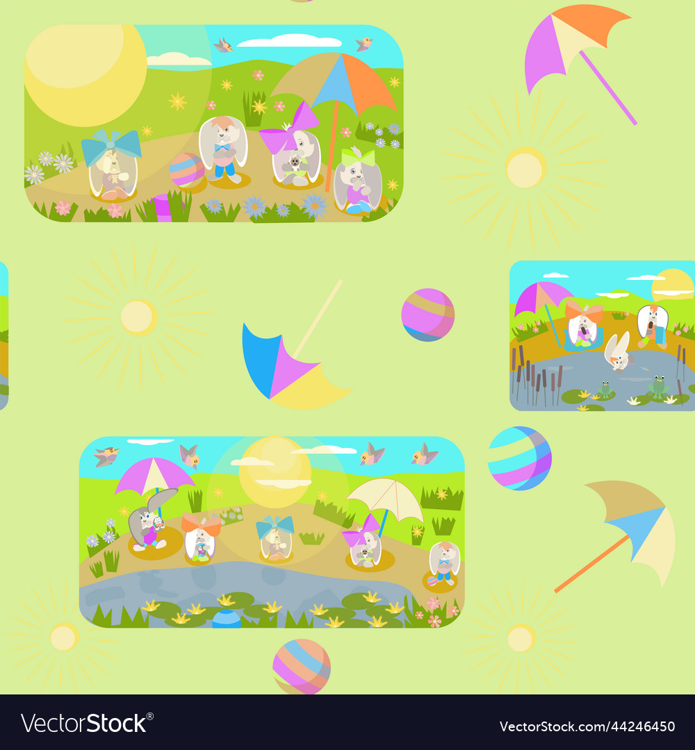 Seamless pattern without background rabbits