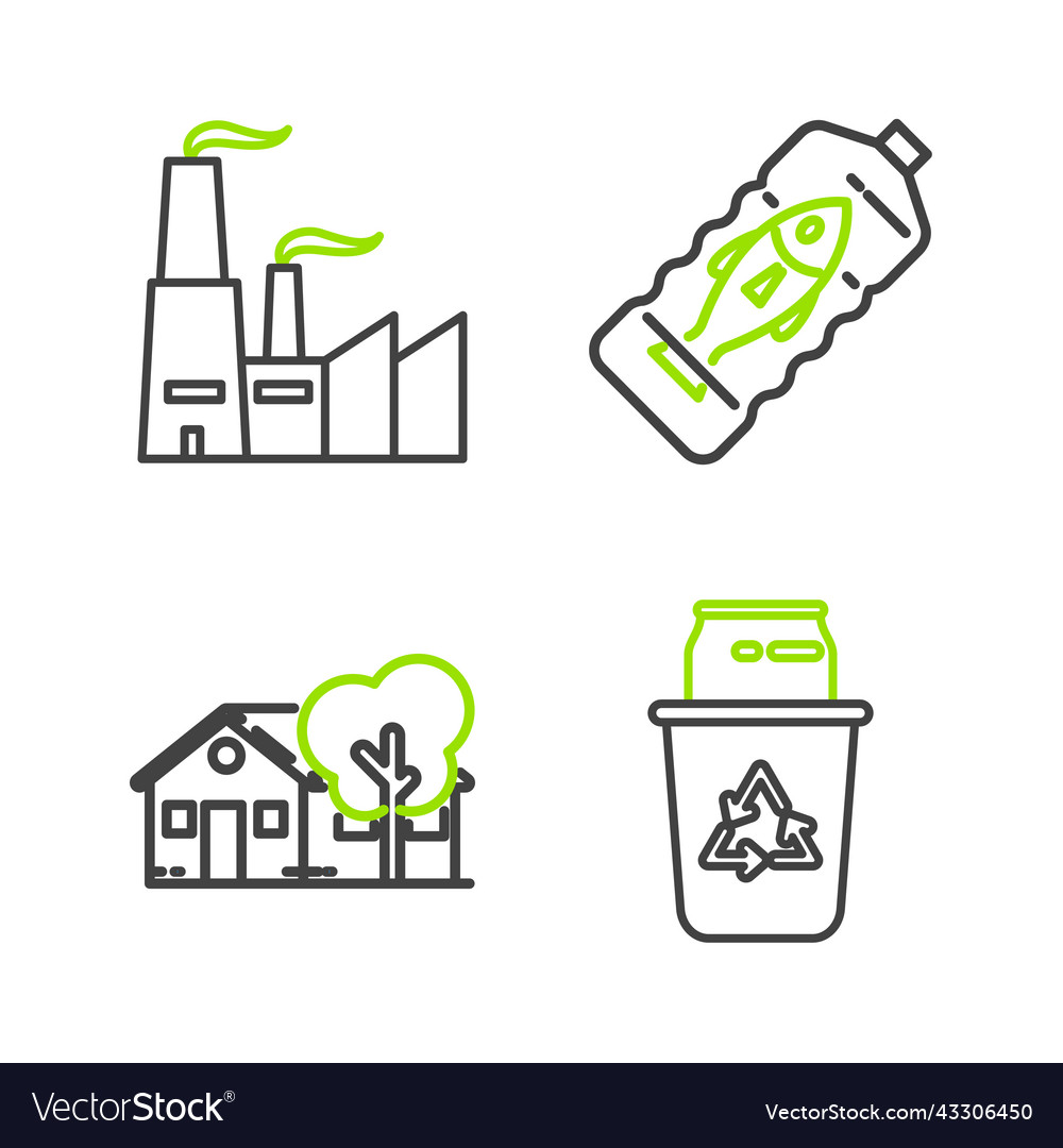 Set line recycle bin with symbol and can vector image Set line recycle bin with symbol and can