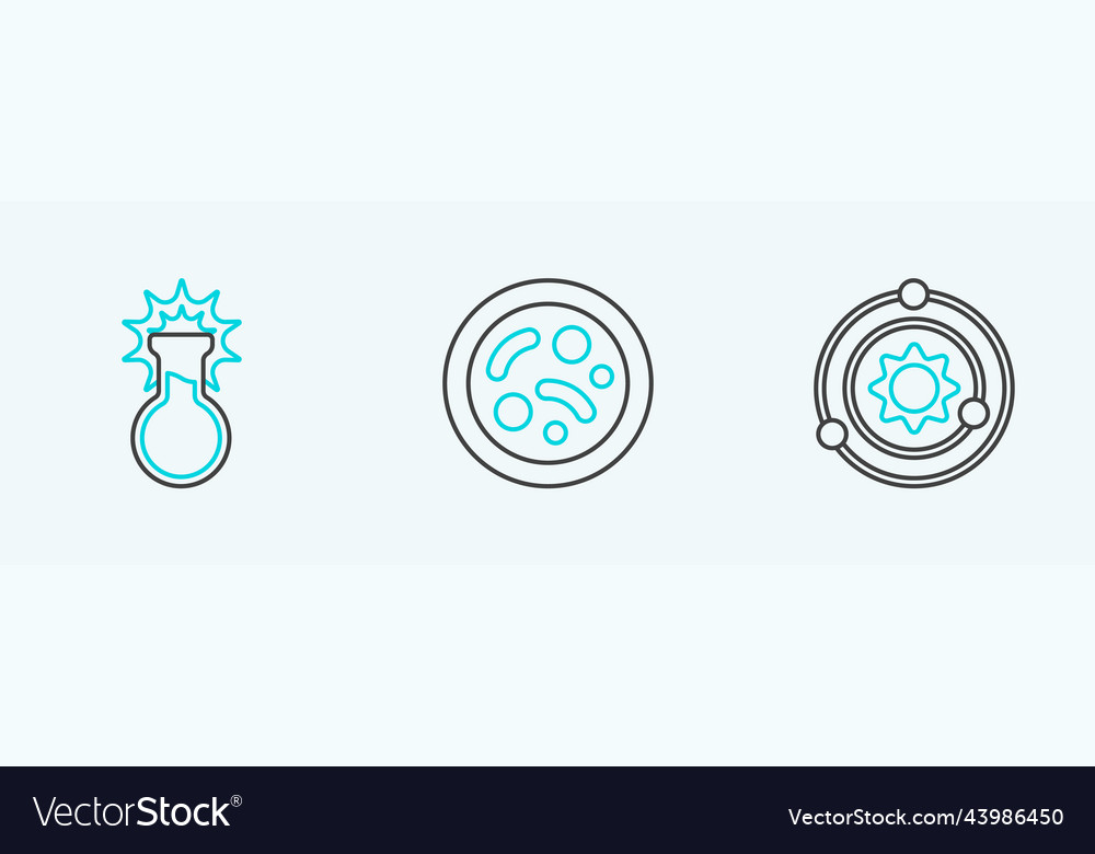 Set line solar system test tube and flask