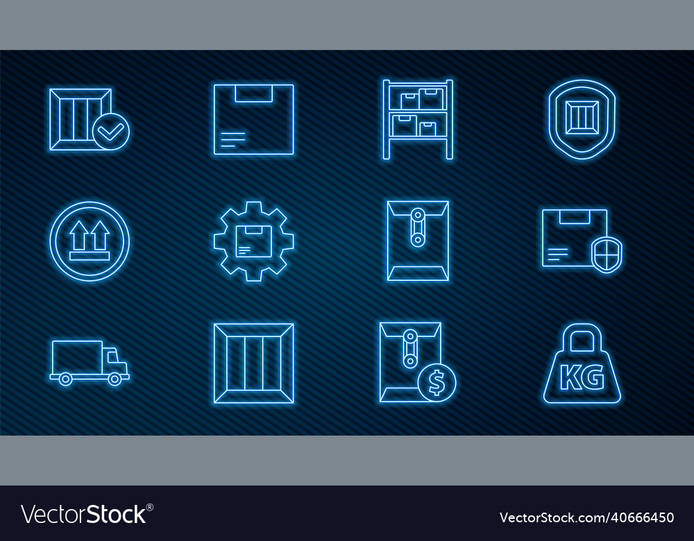 Set Line Gewicht Liefersicherheit mit Schild vector image Set Line Gewicht Liefersicherheit mit Schild