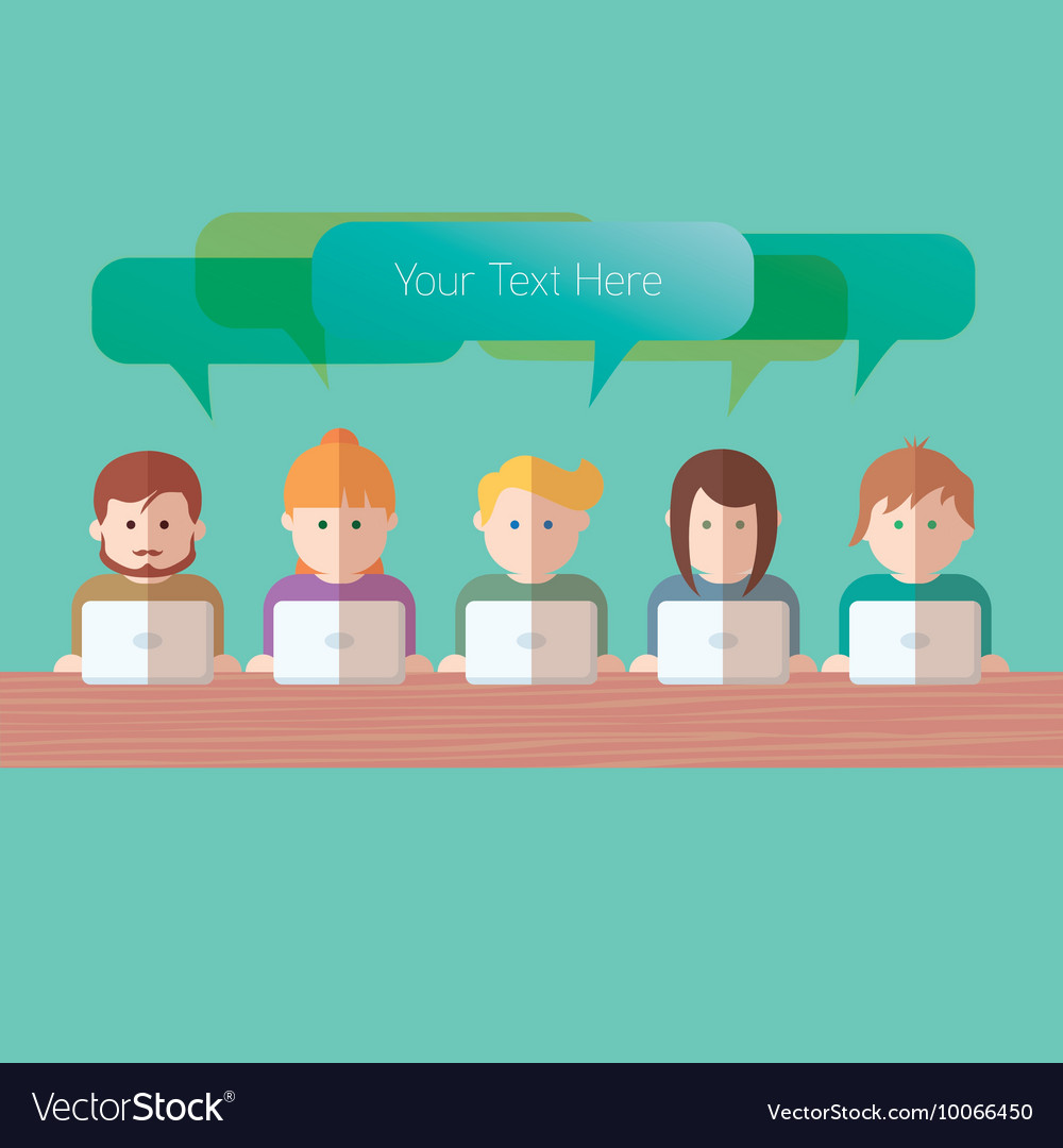 Social media network people with computers Vector Image