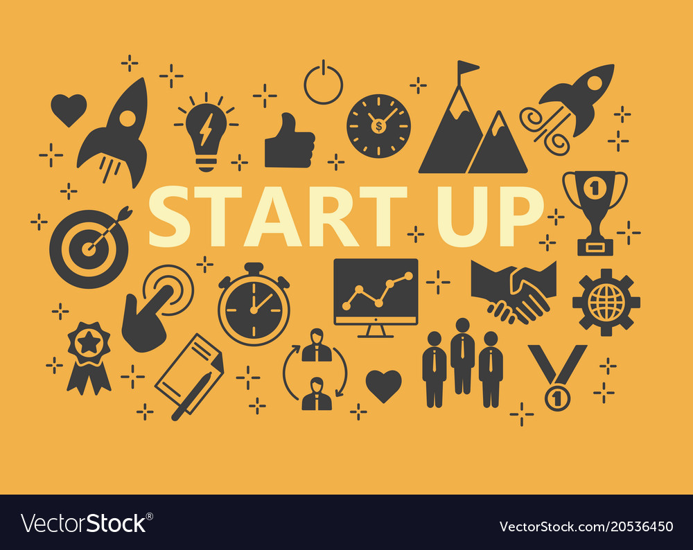 Start up outline icons set