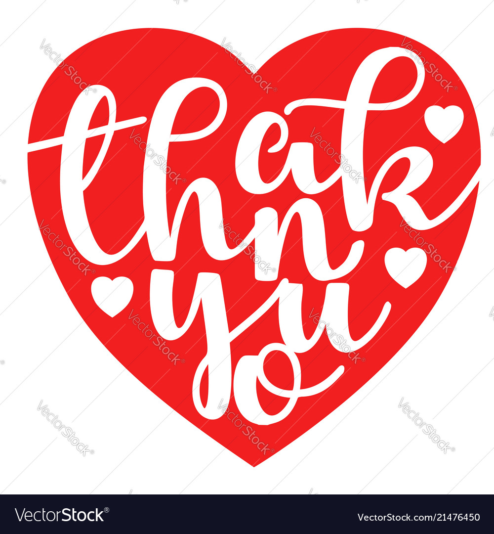 Thank you text with heart in flat style design Vector Image