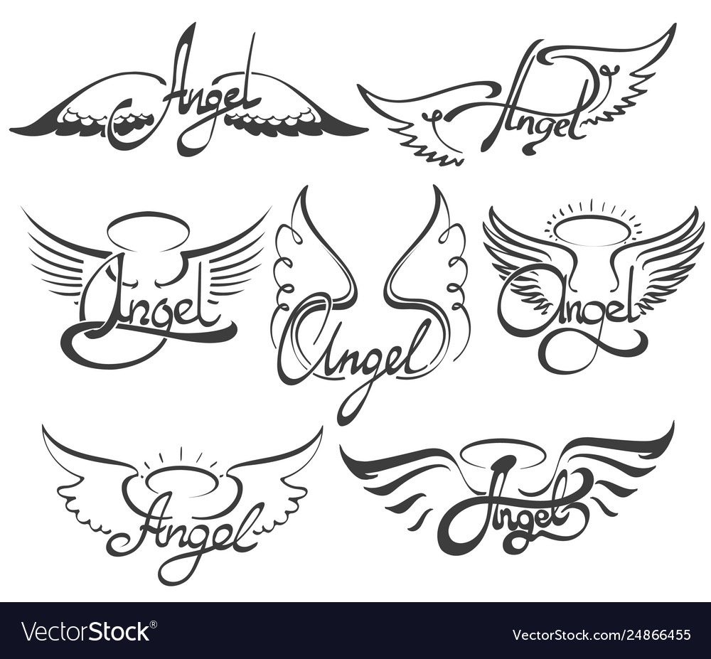 Angel wings set Royalty Free Vector Image - VectorStock