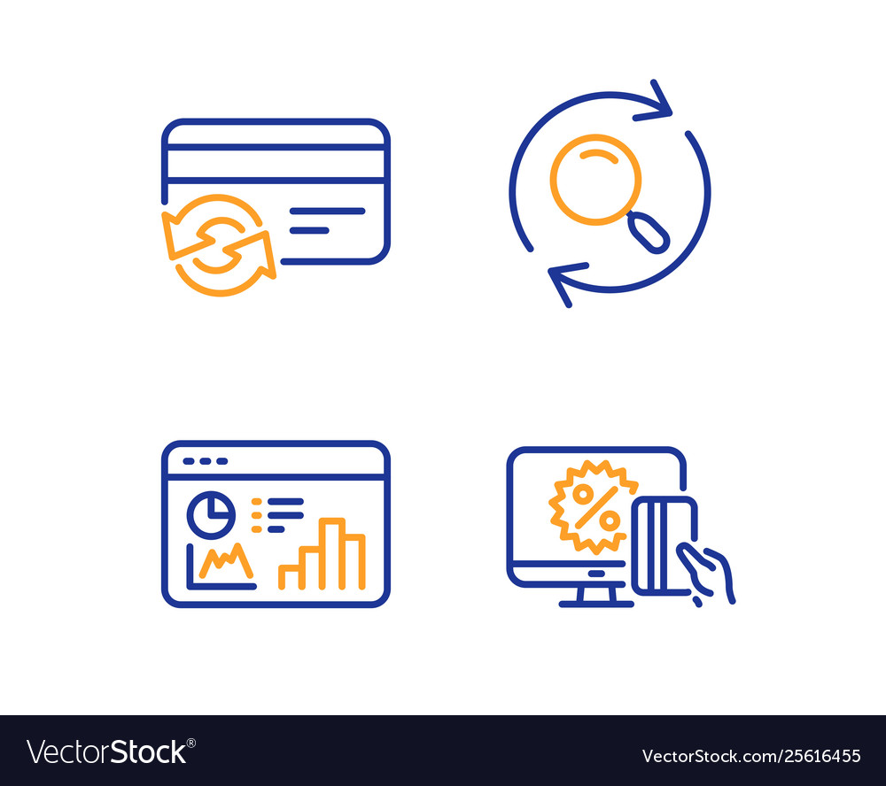 Change card seo statistics and search icons set vector image Change card seo statistics and search icons set
