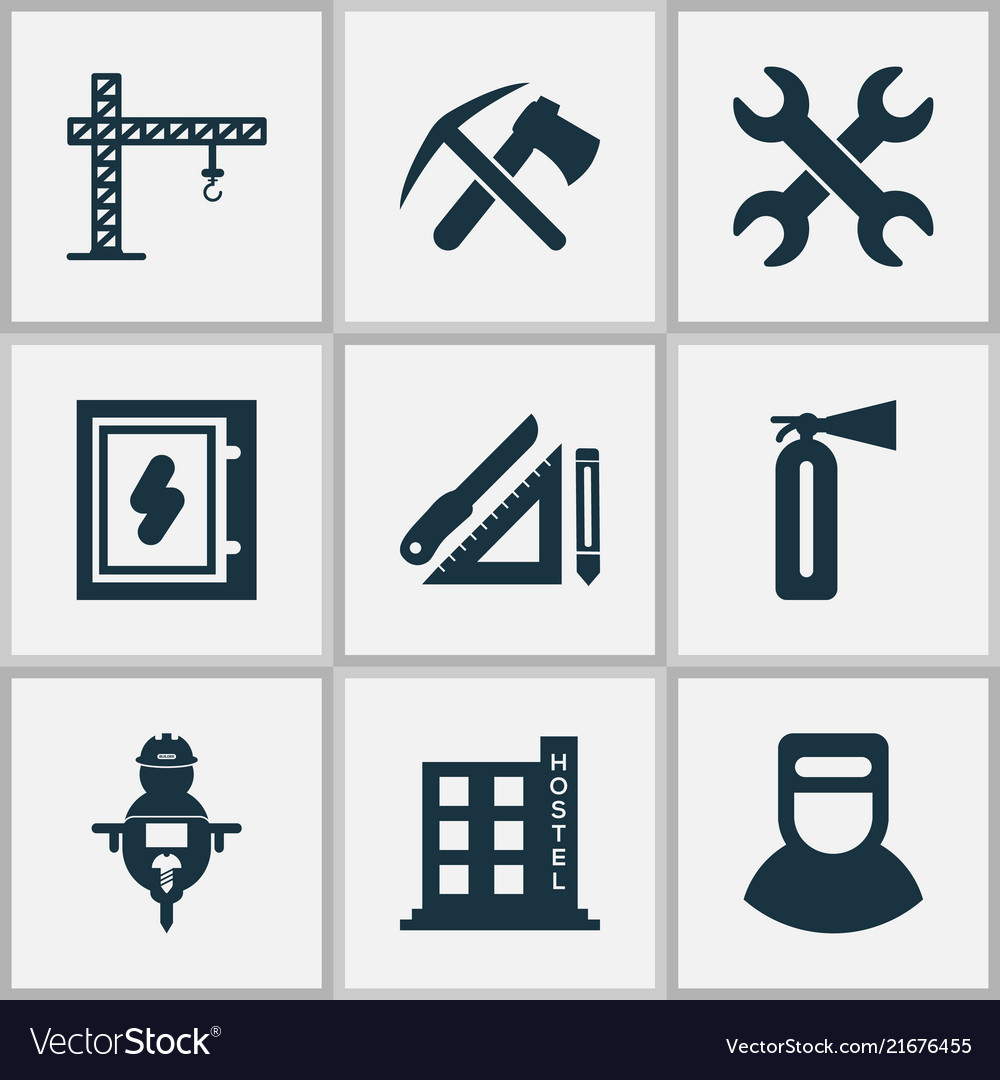 Construction icons set with of keys drawing Vector Image