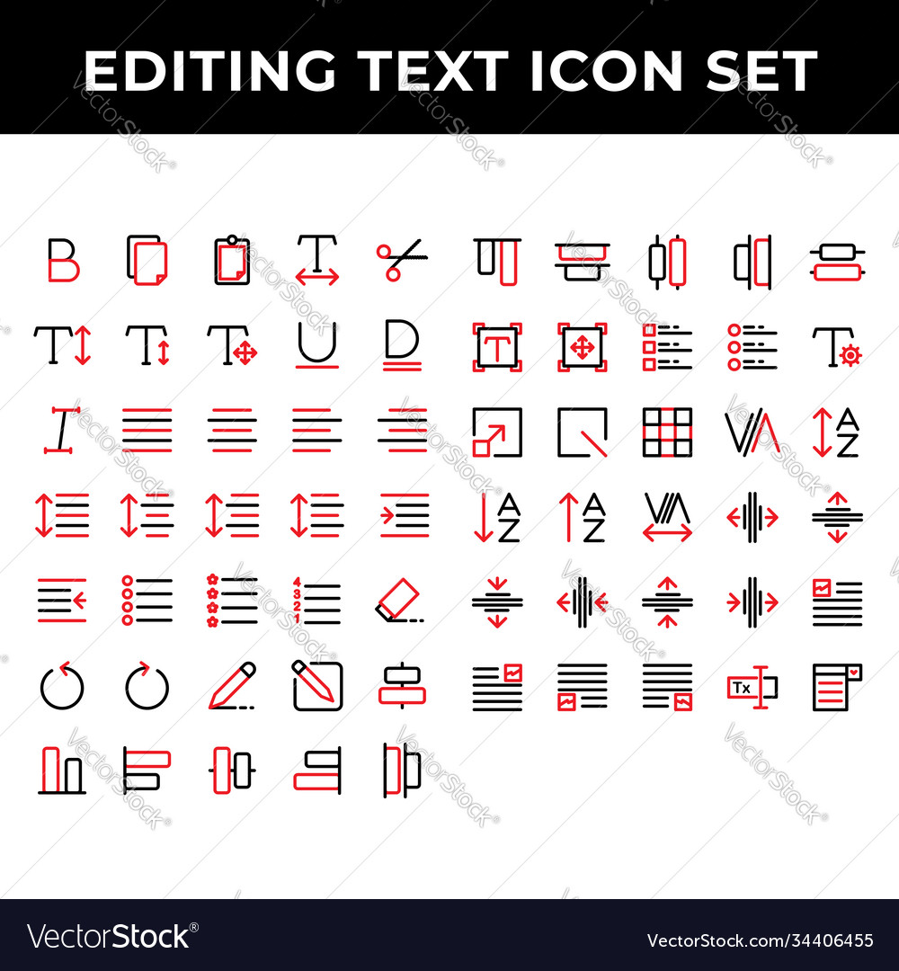 Editing text icon set include vector image Editing text icon set include