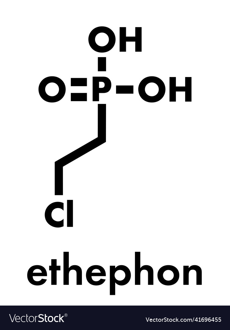 Ethephon plant growth regulator molecule skeletal Vector Image