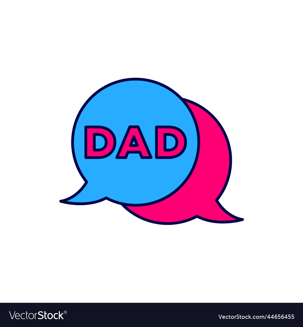 Filled outline speech bubble dad icon isolated