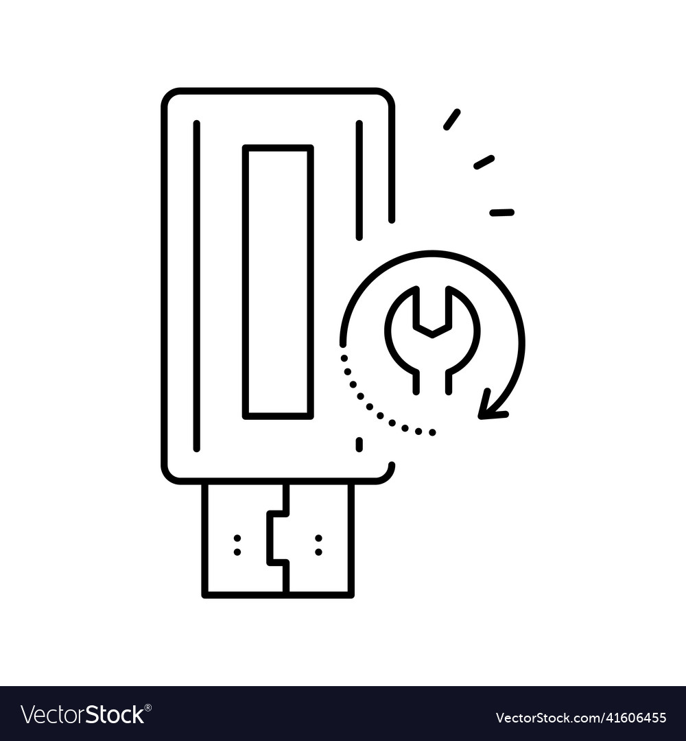 Flash media data recovery line icon vector image Flash media data recovery line icon