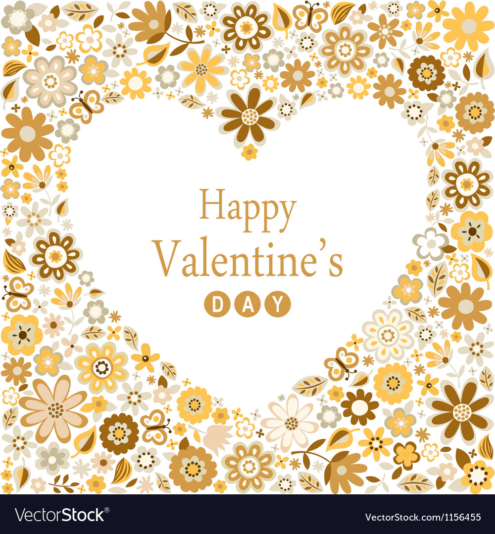 Floral heart card happy valentine day