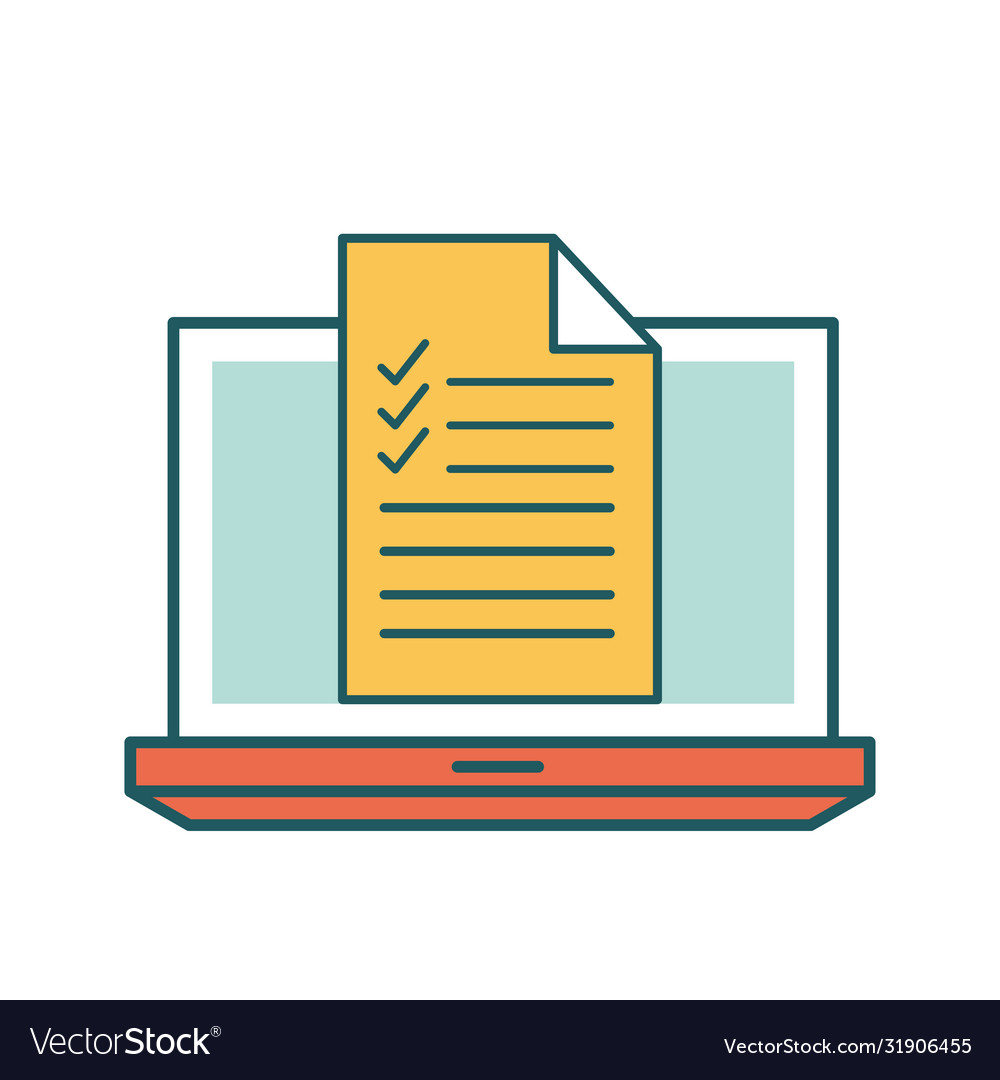 Laptop and document line fill style icon