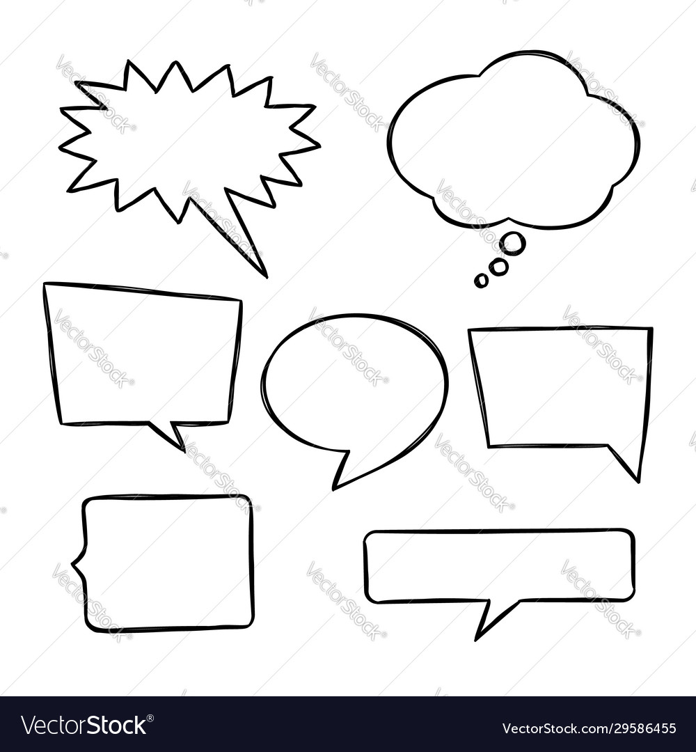 Set cute hand drawn speech bubbles in doodle vector image Set cute hand drawn speech bubbles in doodle