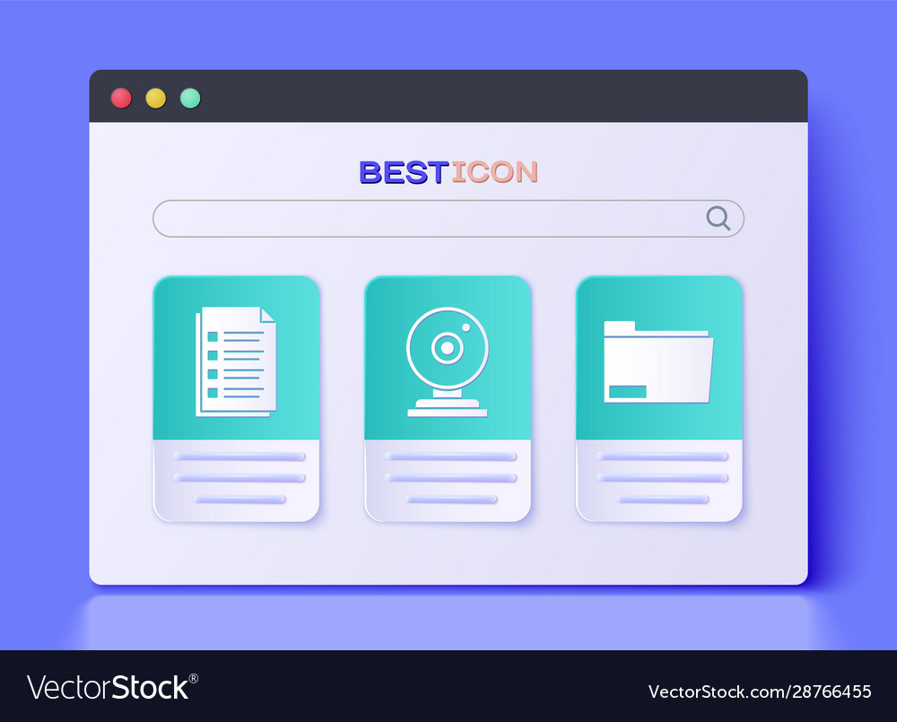 Set web camera file document and folder vector image Set web camera file document and folder
