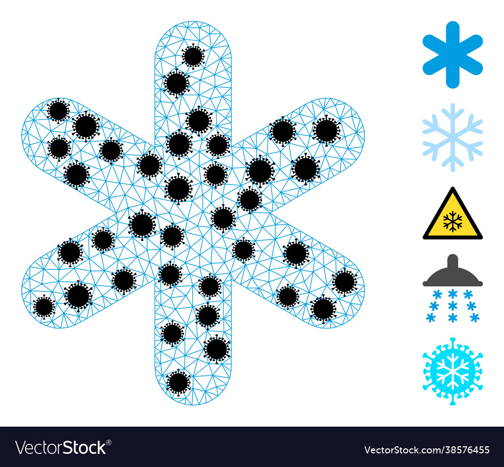 Simple snowflake wire frame mesh pictograph Vector Image Simple snowflake wire frame mesh pictograph