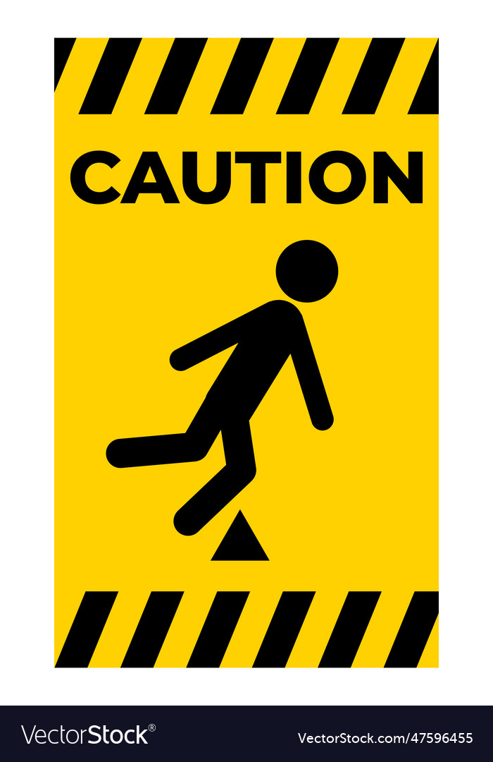 Trip hazard symbol sign isolate on white Vector Image Trip hazard symbol sign isolate on white