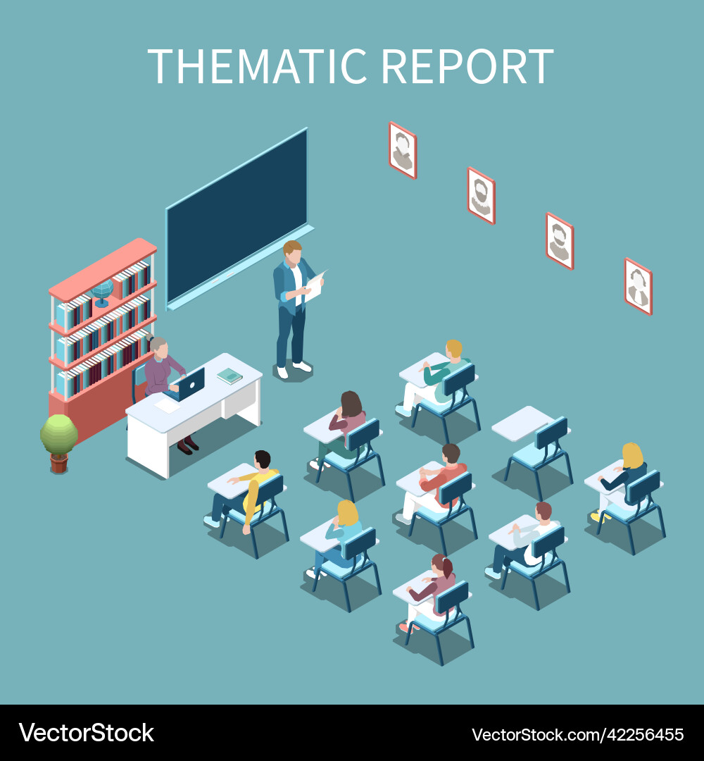 University isometric composition Royalty Free Vector Image