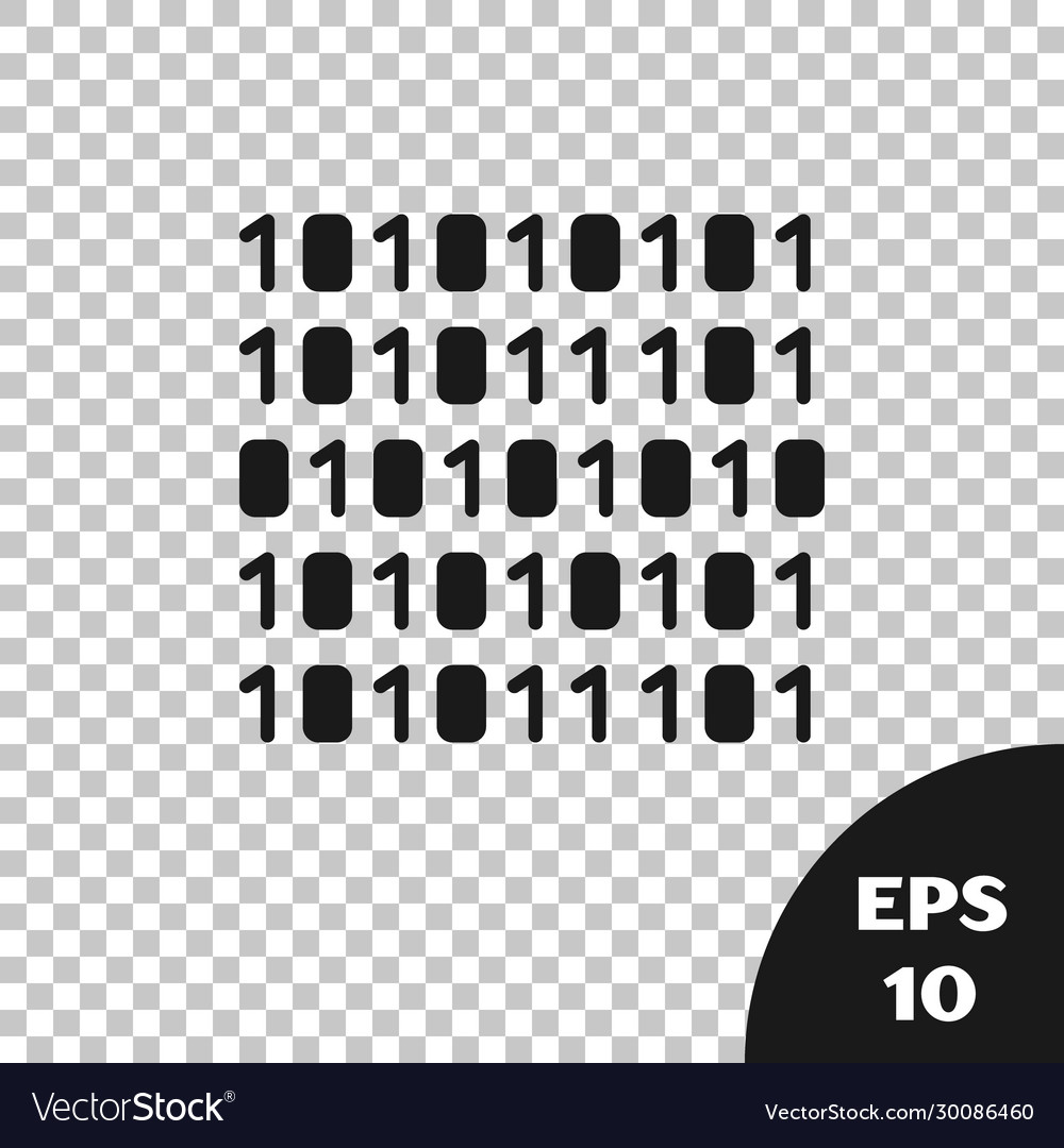 Black binary code icon isolated on transparent vector image Black binary code icon isolated on transparent