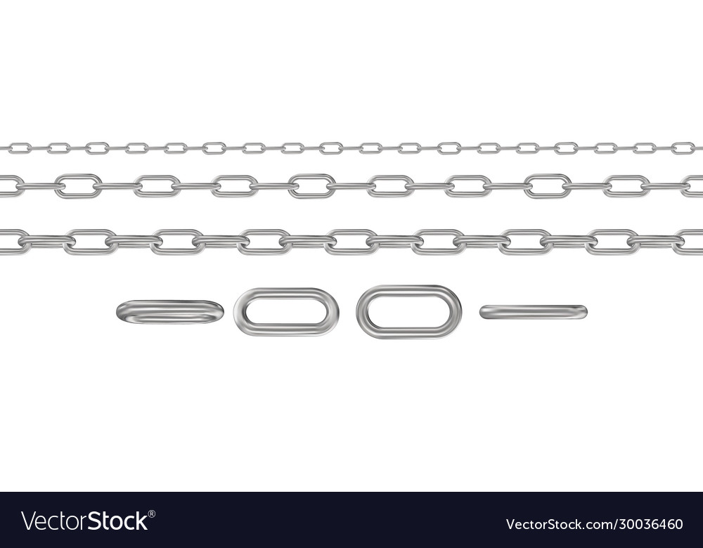 Collection seamless metal chains colored silver Vector Image