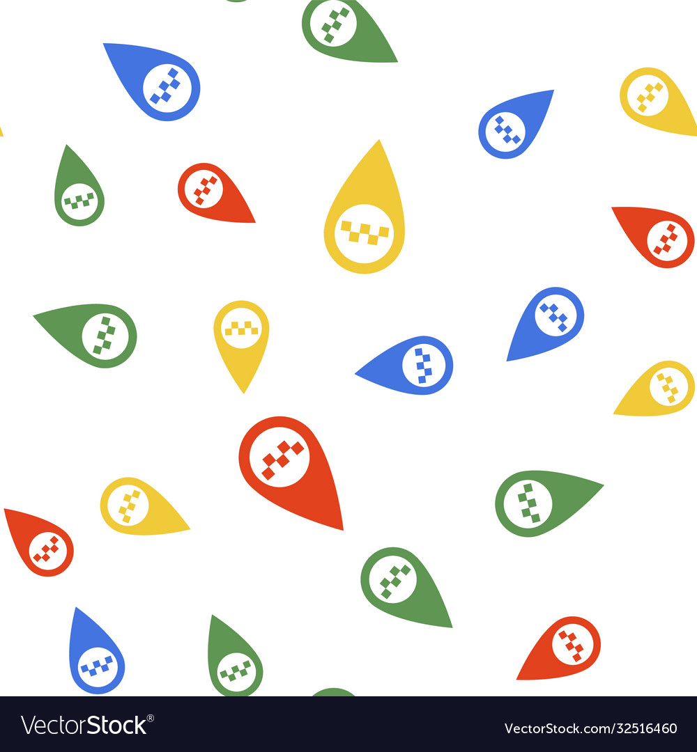 Color map pointer with taxi icon isolated seamless vector image Color map pointer with taxi icon isolated seamless