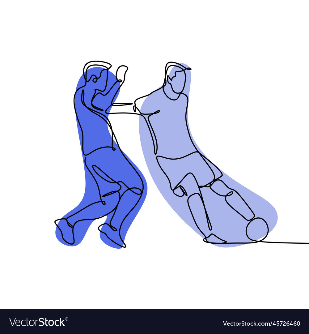 Continuous line drawing of running soccer Vector Image Continuous line drawing of running soccer