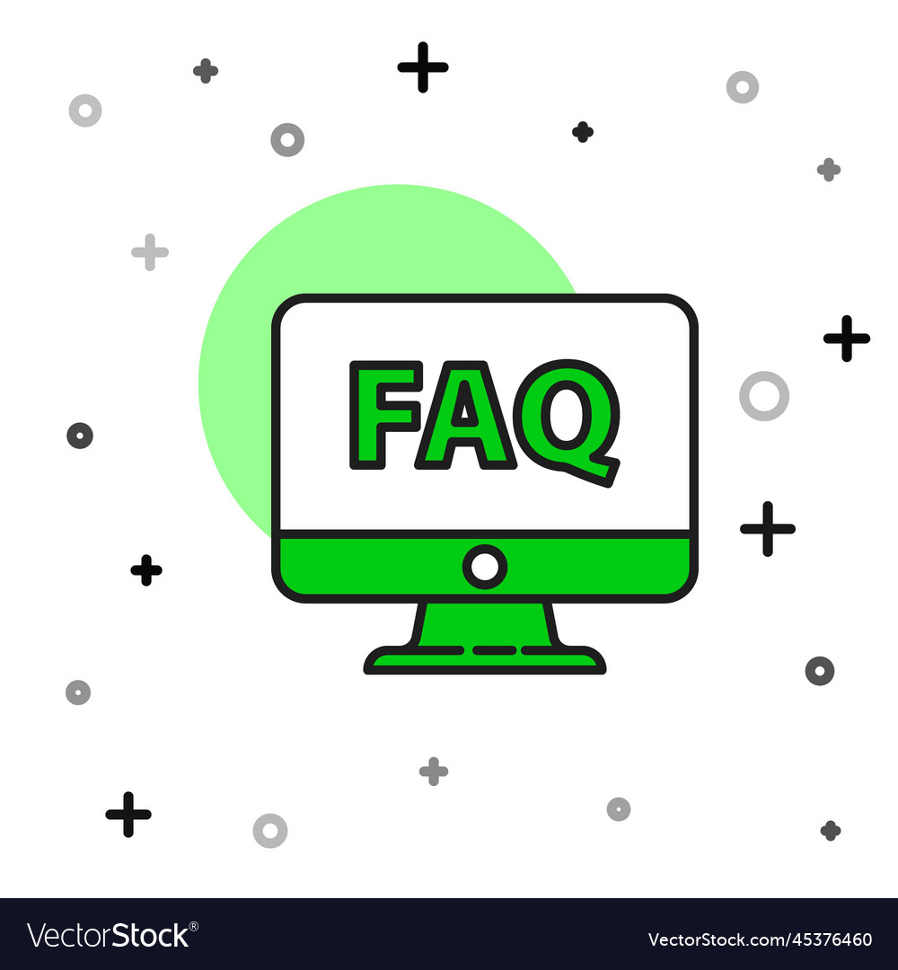 Filled outline computer monitor and faq icon vector image Filled outline computer monitor and faq icon