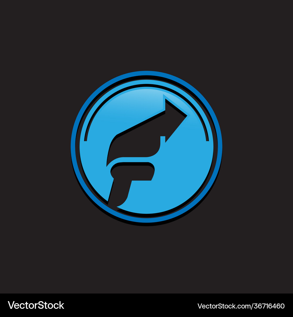 Letter f blue logo with negative space arrow Vector Image