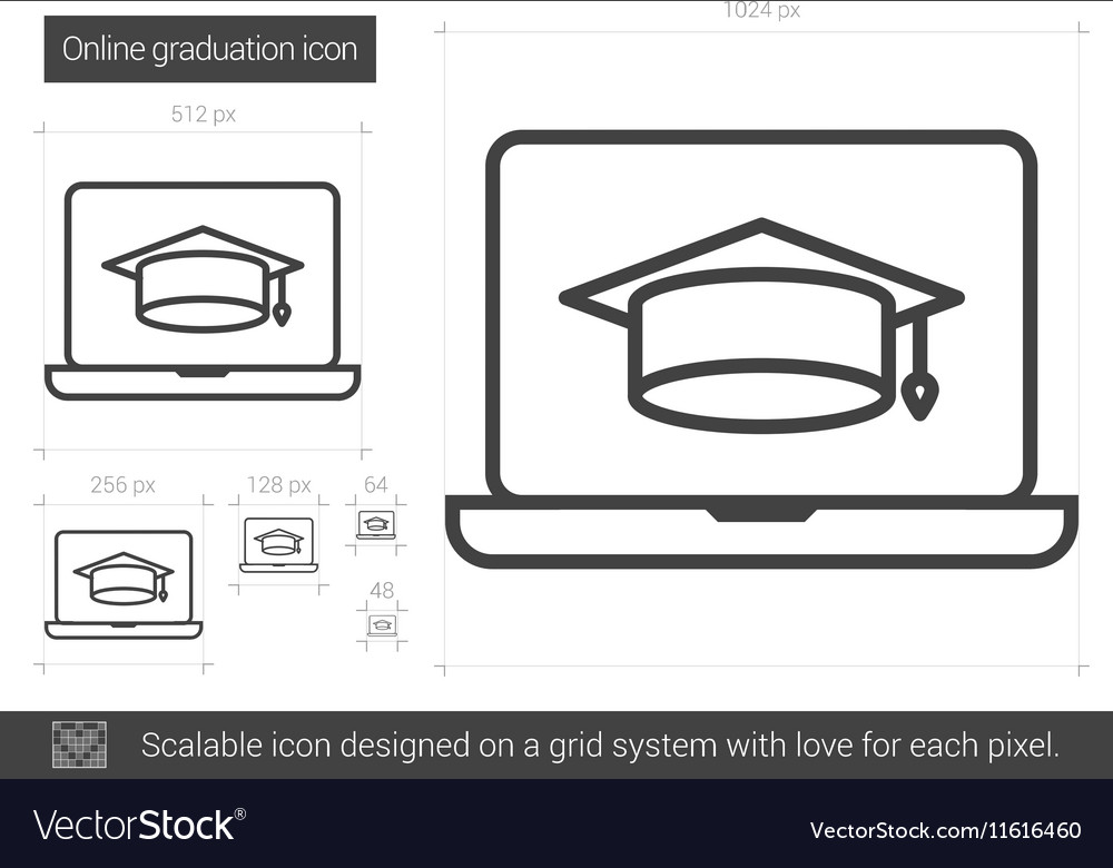 Online graduation line icon Royalty Free Vector Image
