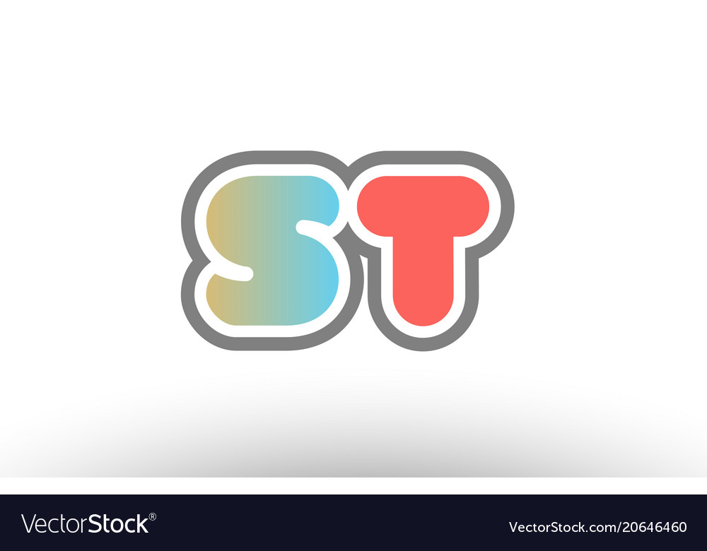 Orange pastel blue alphabet letter st s t logo