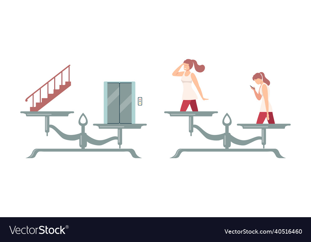 Outbalanced scales with different things of value Vector Image Outbalanced scales with different things of value