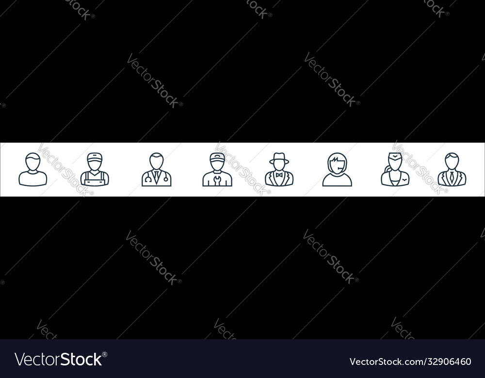 Professions line icons linear set quality vector image Professions line icons linear set quality