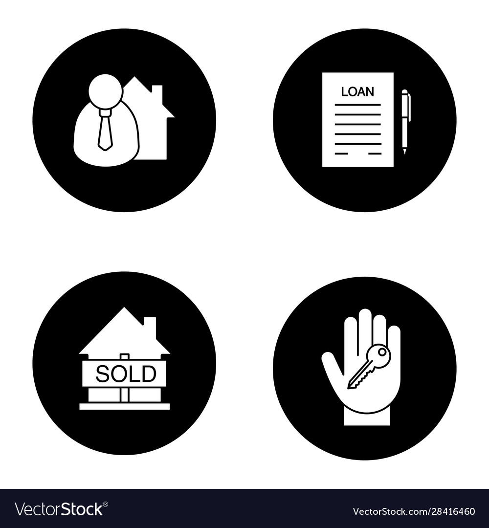 Real estate glyph icons set