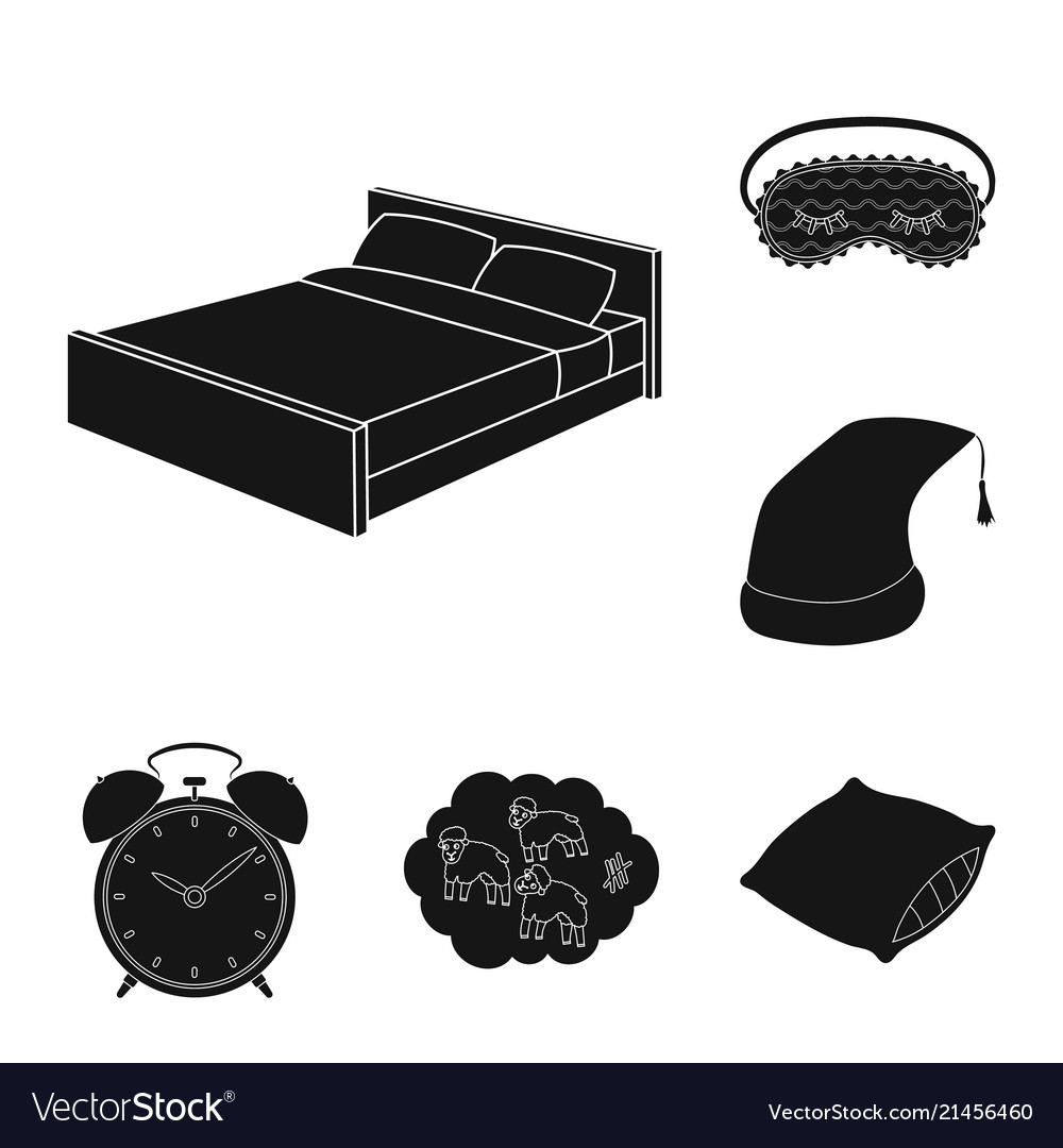 Rest and sleep black icons in set collection