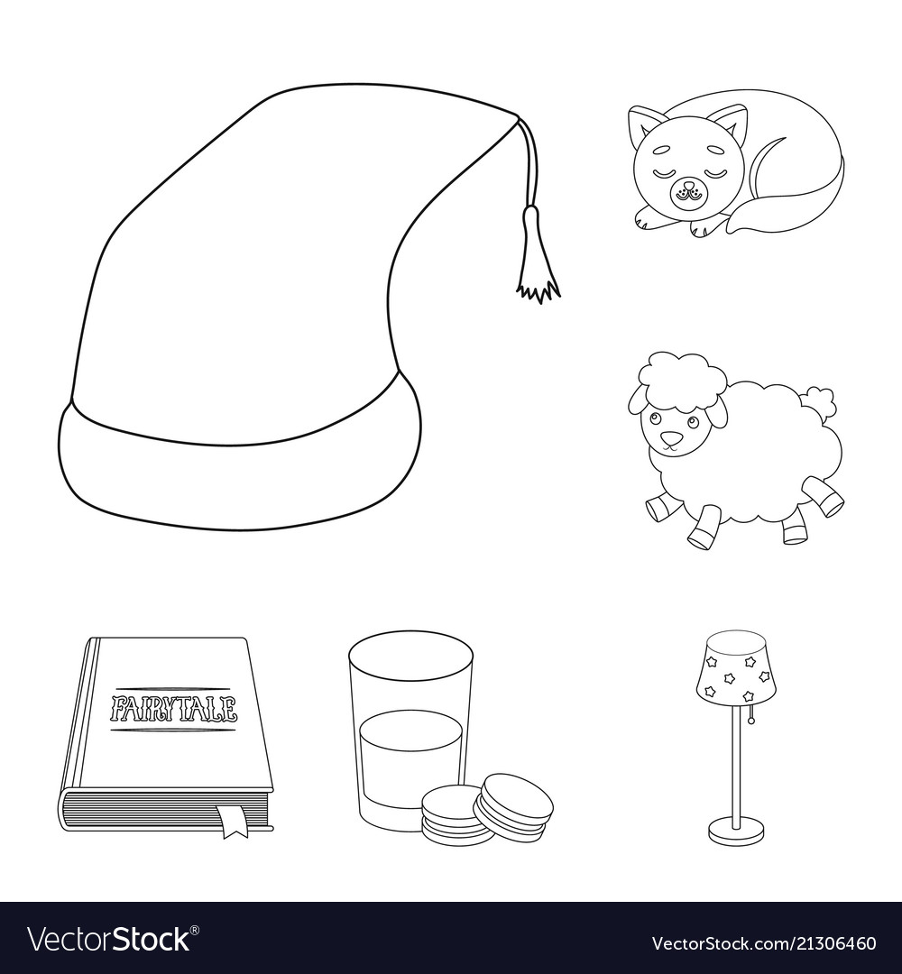 Rest and sleep outline icons in set collection