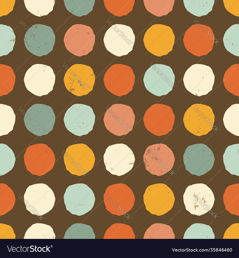 Retro colored dots with texture seamless repeat vector image Retro colored dots with texture seamless repeat