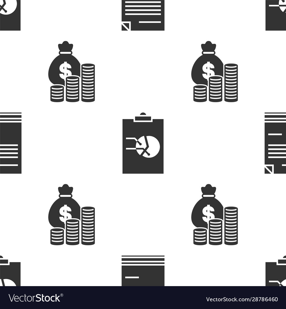 Set document clipboard with graph chart and money vector image Set document clipboard with graph chart and money